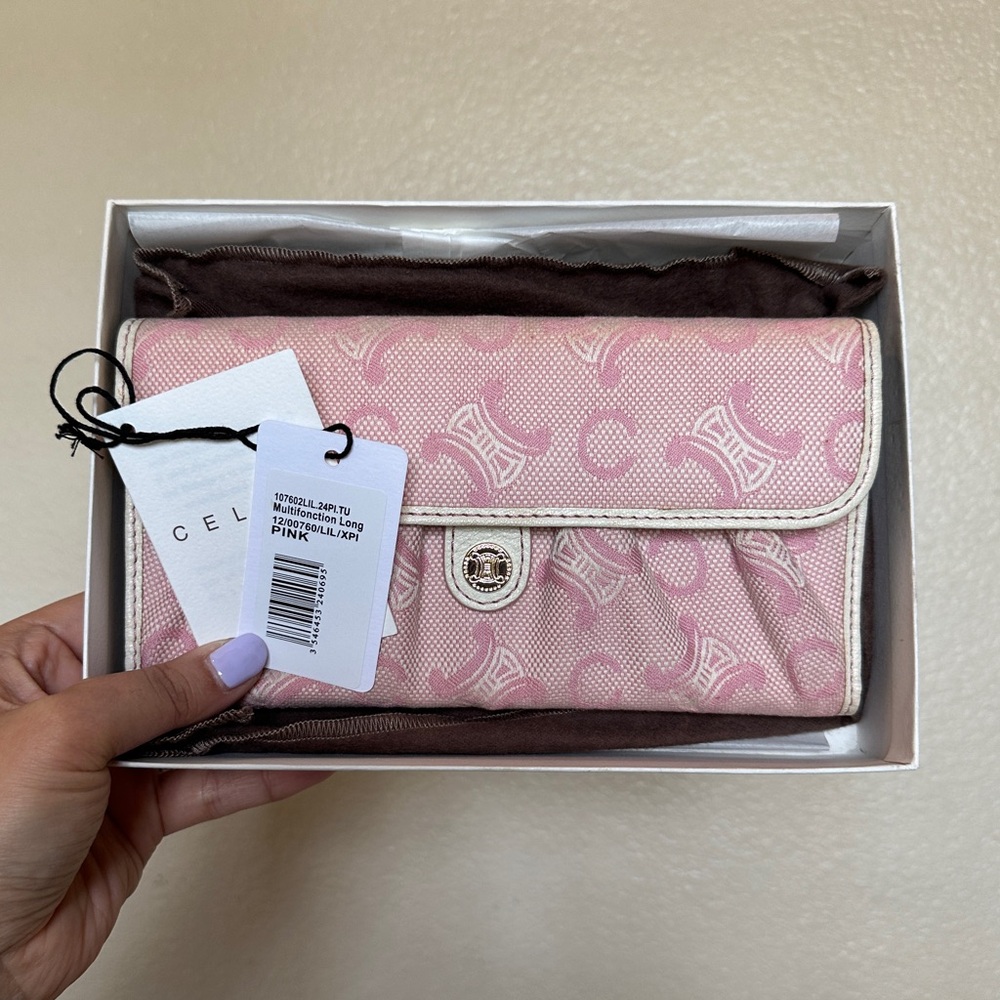 Celine Triomphe Canvas Wallet in Pink - Picture 2 of 16